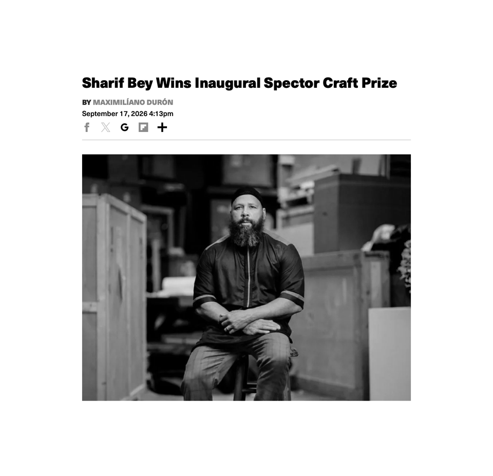 Sharif Bey Wins Inaugural Spector Craft Prize
